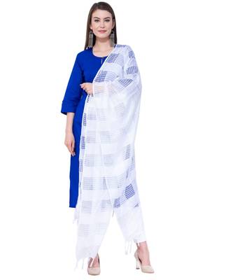 A R SILK Window Square White Colour Cotton Regular Dupattas/Chunnis 4