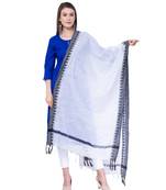A R SILK Temple border White Colour Cotton Regular Dupattas/Chunnis