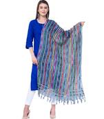A R SILK Multi Stripe Blue Colour Organza Cotton Fancy Dupatta/Chunnis