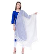 A R SILK Buta Cutting White Cota Cotton Regular Dupattas & Chunnis