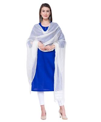 A R SILK Buta Cutting White Cota Cotton Regular Dupattas & Chunnis 3