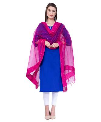 A R SILK Chandna Pink Colour Organza Cotton Fancy Dupatta/Chunnis 3