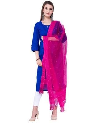 A R SILK Chandna Pink Colour Organza Cotton Fancy Dupatta/Chunnis 4