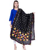 A R SILK Multi Rasgulla Black Colour Silk Fancy Dupatta/Chunnis