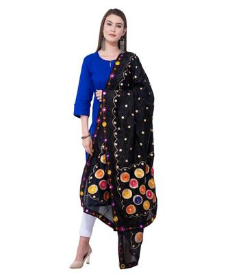 A R SILK Multi Rasgulla Black Colour Silk Fancy Dupatta/Chunnis 3