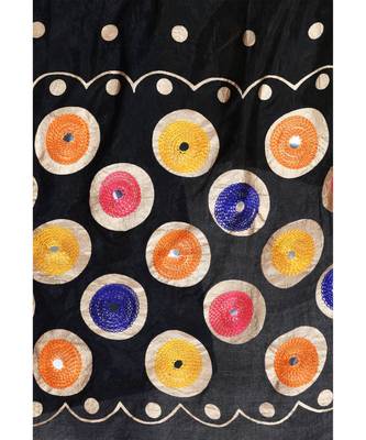 A R SILK Multi Rasgulla Black Colour Silk Fancy Dupatta/Chunnis 4
