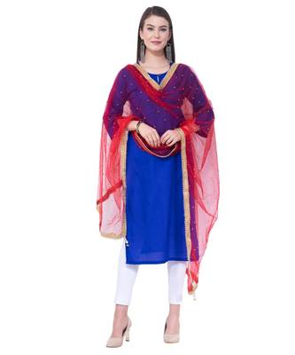 A R SILK Net Moti Red Colour Net Fancy Dupatta/Chunnis 3