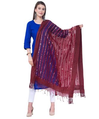 A R SILK Multi Stripe Maroon Colour Organza Cotton Fancy Dupatta/Chunnis 1