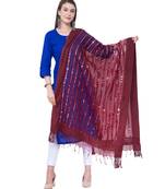A R SILK Multi Stripe Maroon Colour Organza Cotton Fancy Dupatta/Chunnis