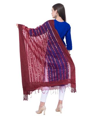 A R SILK Multi Stripe Maroon Colour Organza Cotton Fancy Dupatta/Chunnis 2
