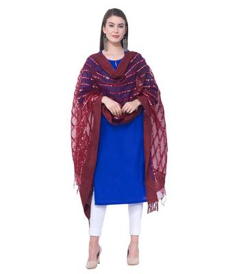 A R SILK Multi Stripe Maroon Colour Organza Cotton Fancy Dupatta/Chunnis 3