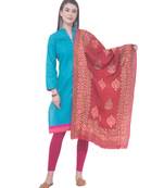 A R SILK Maroon Colour Gold Print Chanderi Cotton Dupattas/Chunnis