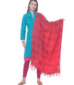 A R SILK Window Square Red Colour Cotton Regular Dupattas/Chunnis