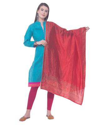 A R SILK Siroski Work Red Colour Silk Fancy Dupatta/Chunnis 1