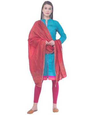 A R SILK Siroski Work Red Colour Silk Fancy Dupatta/Chunnis 3