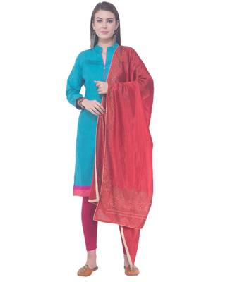 A R SILK Siroski Work Red Colour Silk Fancy Dupatta/Chunnis 4
