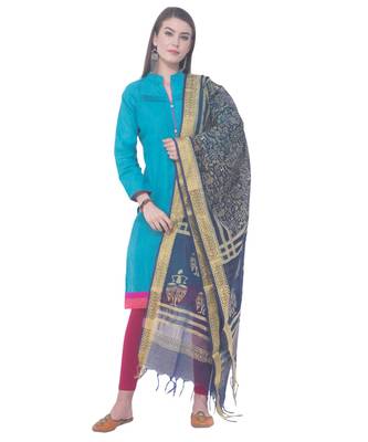 A R SILK Block Print Navy Blue Colour Chanderi cotton Regular Dupattas/Chunnis 4