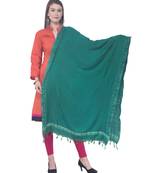 A R SILK Golden Border Green Colour Cotton Regular Dupattas/Chunnis