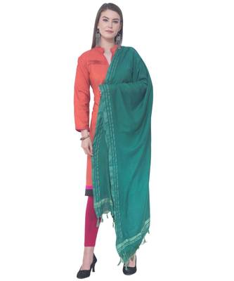 A R SILK Golden Border Green Colour Cotton Regular Dupattas/Chunnis 4