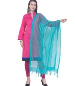 A R SILK Buta Cutting Firozi Cota Cotton Regular Dupattas & Chunnis
