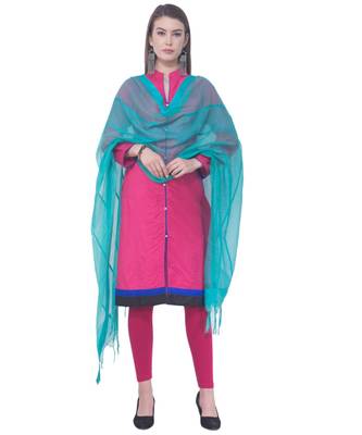 A R SILK Buta Cutting Firozi Cota Cotton Regular Dupattas & Chunnis 3