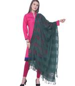 A R SILK Window Square Green Colour Cotton Regular Dupattas/Chunnis