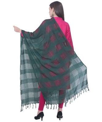 A R SILK Window Square Green Colour Cotton Regular Dupattas/Chunnis 2