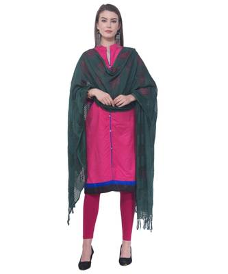 A R SILK Window Square Green Colour Cotton Regular Dupattas/Chunnis 3