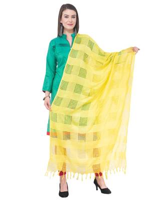 A R SILK Window Square Yellow Colour Cotton Regular Dupattas/Chunnis 1