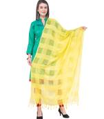 A R SILK Window Square Yellow Colour Cotton Regular Dupattas/Chunnis
