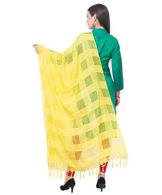 A R SILK Window Square Yellow Colour Cotton Regular Dupattas/Chunnis 2
