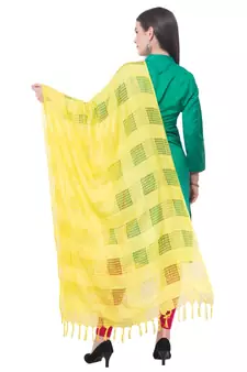 A R SILK Window Square Yellow Colour Cotton Regular Dupattas/Chunnis