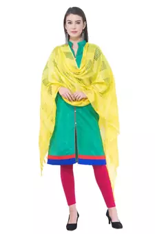 A R SILK Window Square Yellow Colour Cotton Regular Dupattas/Chunnis