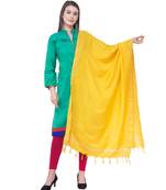 A R SILK Golden Border Yellow Colour Cotton Regular Dupattas/Chunnis