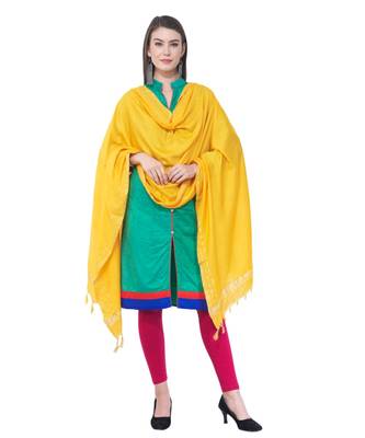 A R SILK Golden Border Yellow Colour Cotton Regular Dupattas/Chunnis 3