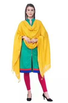 A R SILK Golden Border Yellow Colour Cotton Regular Dupattas/Chunnis