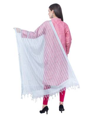 A R SILK White Color Cota Cotton Regular Dupattas & Chunnis 2