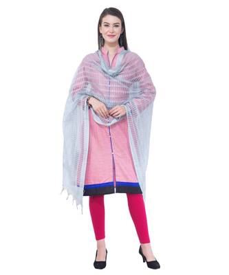 A R SILK White Color Cota Cotton Regular Dupattas & Chunnis 3