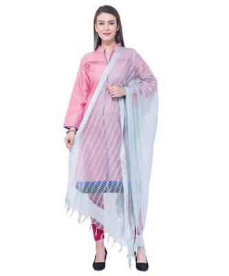 A R SILK White Color Cota Cotton Regular Dupattas & Chunnis 4