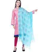 A R SILK Window Square Firozi Colour Cotton Regular Dupattas/Chunnis