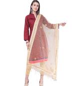 A R SILK Flower Mirror Golden Colour Orgenza cotton Regular Dupatta/Chunnis