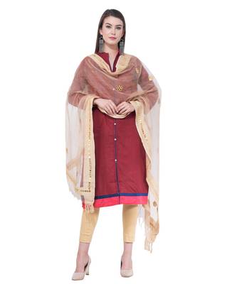 A R SILK Flower Mirror Golden Colour Orgenza cotton Regular Dupatta/Chunnis 3