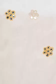 A R SILK Flower Mirror Golden Colour Orgenza cotton Regular Dupatta/Chunnis