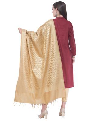 A R SILK Vanarasi Pastle Golden Colour Chanderi Cotton Fancy Dupattas/Chunnis 2