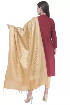 A R SILK Vanarasi Pastle Golden Colour Chanderi Cotton Fancy Dupattas/Chunnis