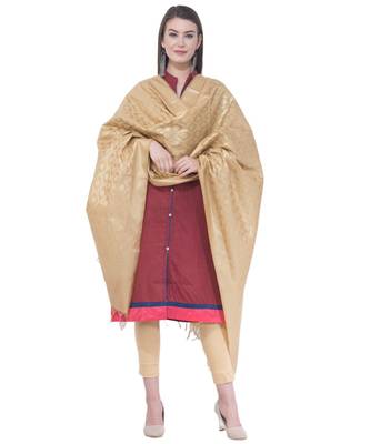 A R SILK Vanarasi Pastle Golden Colour Chanderi Cotton Fancy Dupattas/Chunnis 3