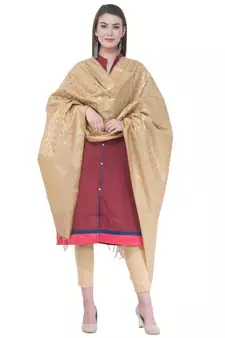 A R SILK Vanarasi Pastle Golden Colour Chanderi Cotton Fancy Dupattas/Chunnis