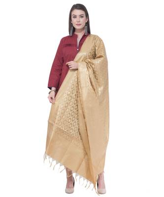 A R SILK Vanarasi Pastle Golden Colour Chanderi Cotton Fancy Dupattas/Chunnis 4