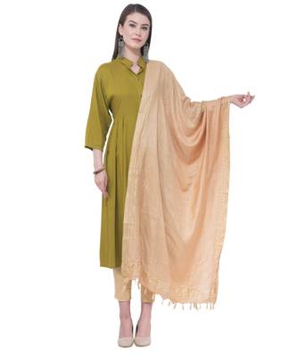 A R SILK Golden Border Golden Colour Cotton Regular Dupattas/Chunnis 1