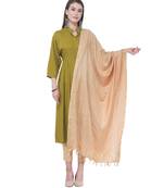 A R SILK Golden Border Golden Colour Cotton Regular Dupattas/Chunnis